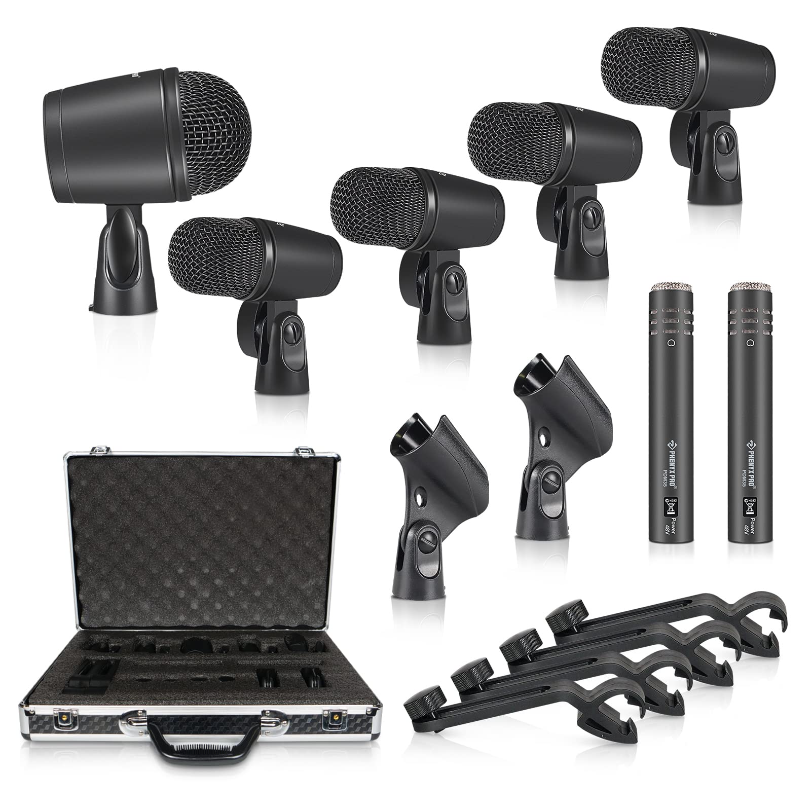 Mic Drum SET マイクとクリップセット Amazon.com: 5 CORE Professional Drum Mic Kit 7 Piece Tom